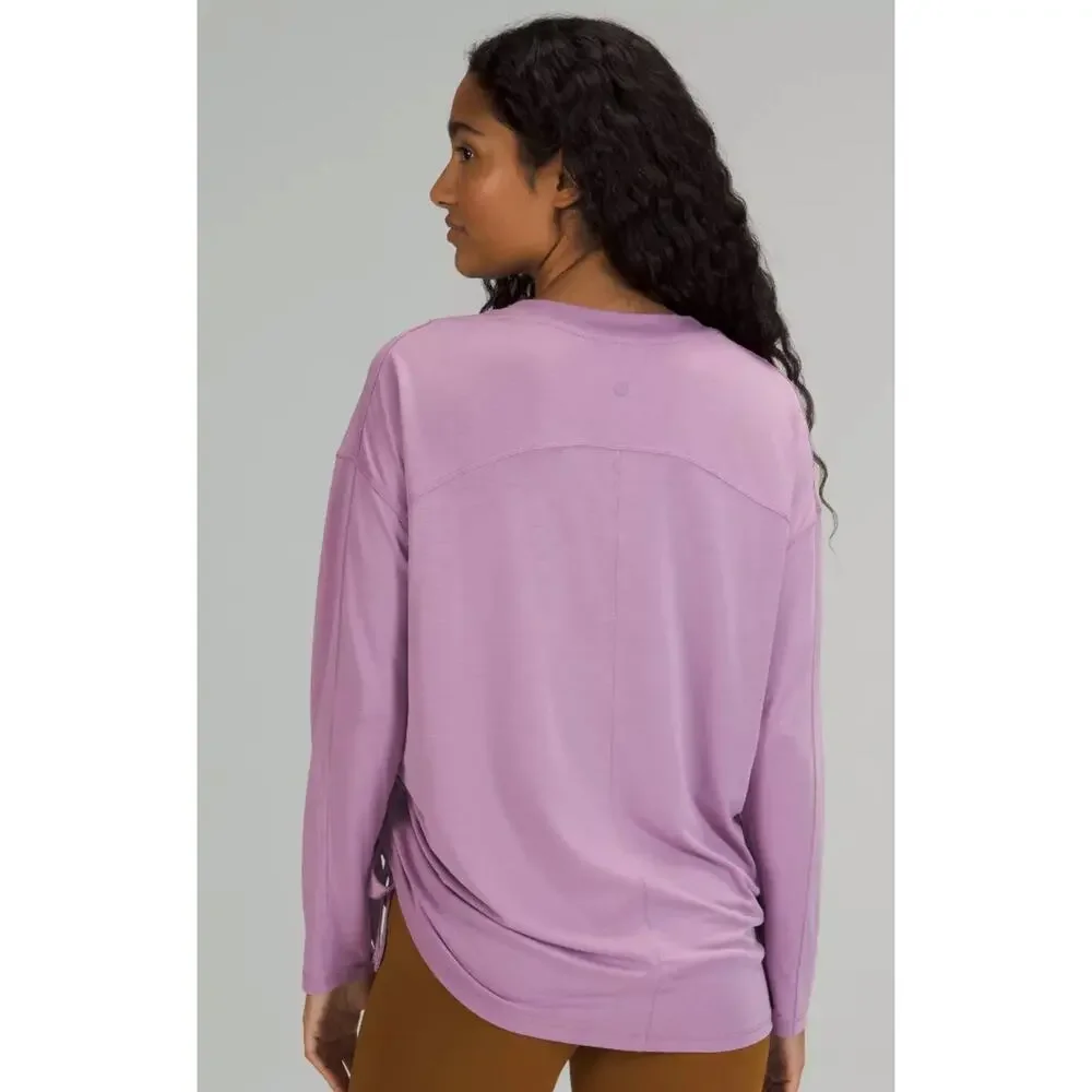 Lululemon Side Cinch Crew Neck Long Sleeve Top Wisteria Purple Lavender